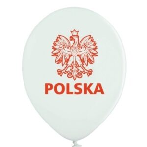 Balon lateksowy z nadrukiem Polska 12 cali 1 sztuka biały