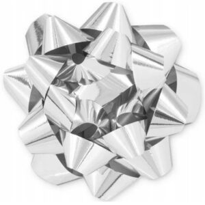 Rozetka, kokarda samoprzylepna 10 cm srebrna