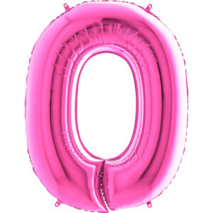 Balon foliowy cyfra 0, kolor fuksja 102 cm