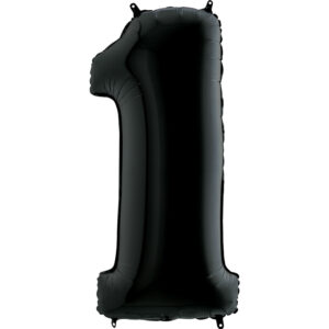 Balon foliowy cyfra 1, kolor czarny, 102 cm