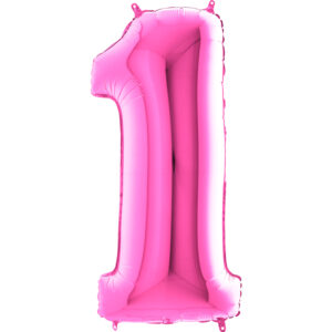 Balon foliowy cyfra 1, kolor fuksja, 102 cm
