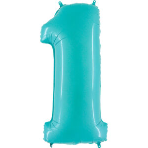 Balon foliowy cyfra 1, kolor jasny niebieski, 102 cm