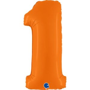 Balon foliowy cyfra 1, kolor pomarańczowy, 102 cm