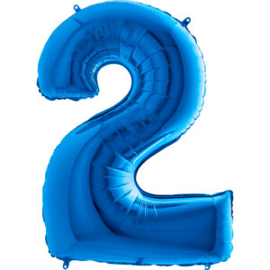 Balon foliowy cyfra 2, kolor blue, 102 cm