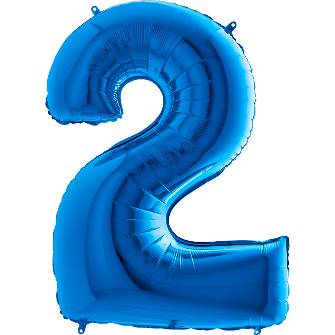 Balon foliowy cyfra 2, kolor blue, 102 cm