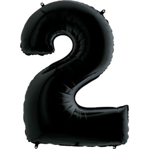 Balon foliowy cyfra 2, kolor czarny, 102 cm