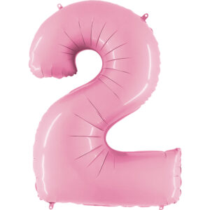 Balon foliowy cyfra 2, kolor jasny różowy, 102 cm