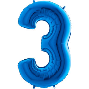 Balon foliowy cyfra 3, kolor blue, 102 cm