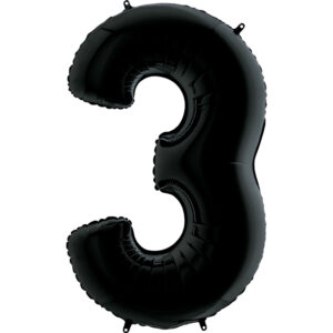 Balon foliowy cyfra 3, kolor czarny, 102 cm
