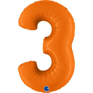 Balon foliowy cyfra 3, kolor pomarańczowy, 102 cm