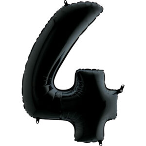 Balon foliowy cyfra 4, kolor czarny, 102 cm