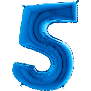 Balon foliowy cyfra 5, kolor blue, 102 cm