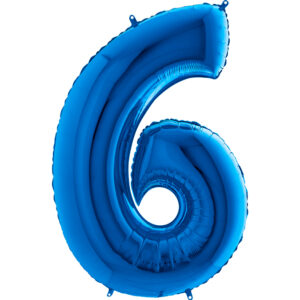 Balon foliowy cyfra 6, kolor blue, 102 cm