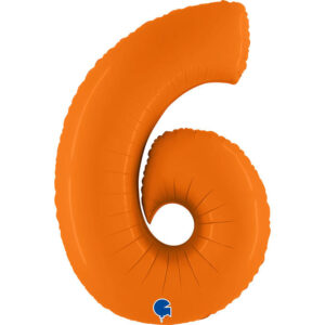 Balon foliowy cyfra 6, kolor pomarańczowy, 102 cm