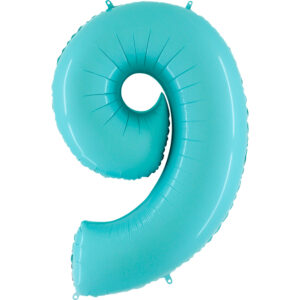 Balon foliowy cyfra 9, kolor jasny niebieski, 102 cm