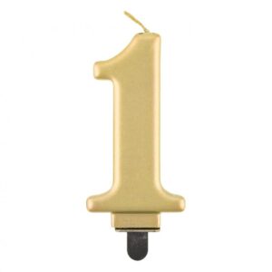 Świeczka cyfra 1 złota metaliczna 9 cm