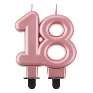 Świeczka 18 różowo-złota