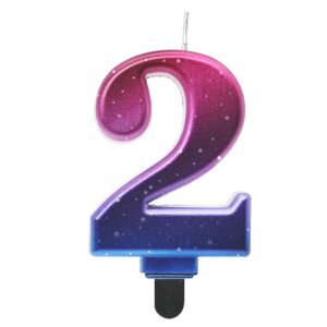 Świeczka cyfra 2 kosmos metaliczna 9 cm