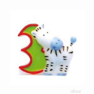 Świeczka cyfra 3 zebra 5 cm