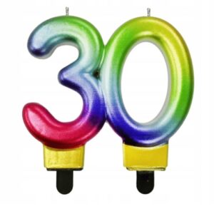 Świeczka 30 tęczowa