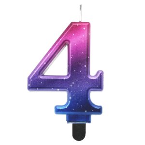 Świeczka cyfra 4 kosmos metaliczna 9 cm