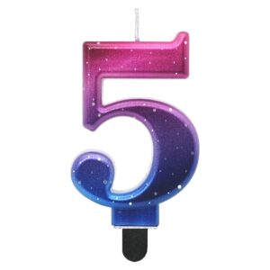 Świeczka cyfra 5 kosmos metaliczna 9 cm