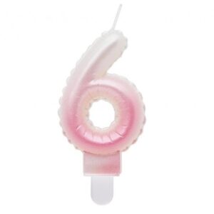 Świeczka cyfra 6 ombre różowe 7 cm
