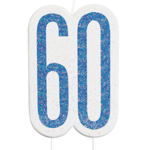 Świeczka 60 niebieska gliterowa