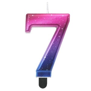 Świeczka cyfra 7 kosmos metaliczna 9 cm