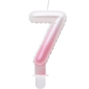 Świeczka cyfra 7 ombre różowe 7 cm