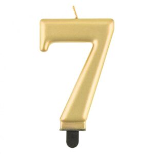 Świeczka cyfra 7 złota metaliczna 9 cm