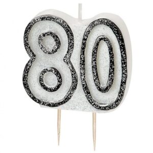 Świeczka 80 biała z czarną obwódka